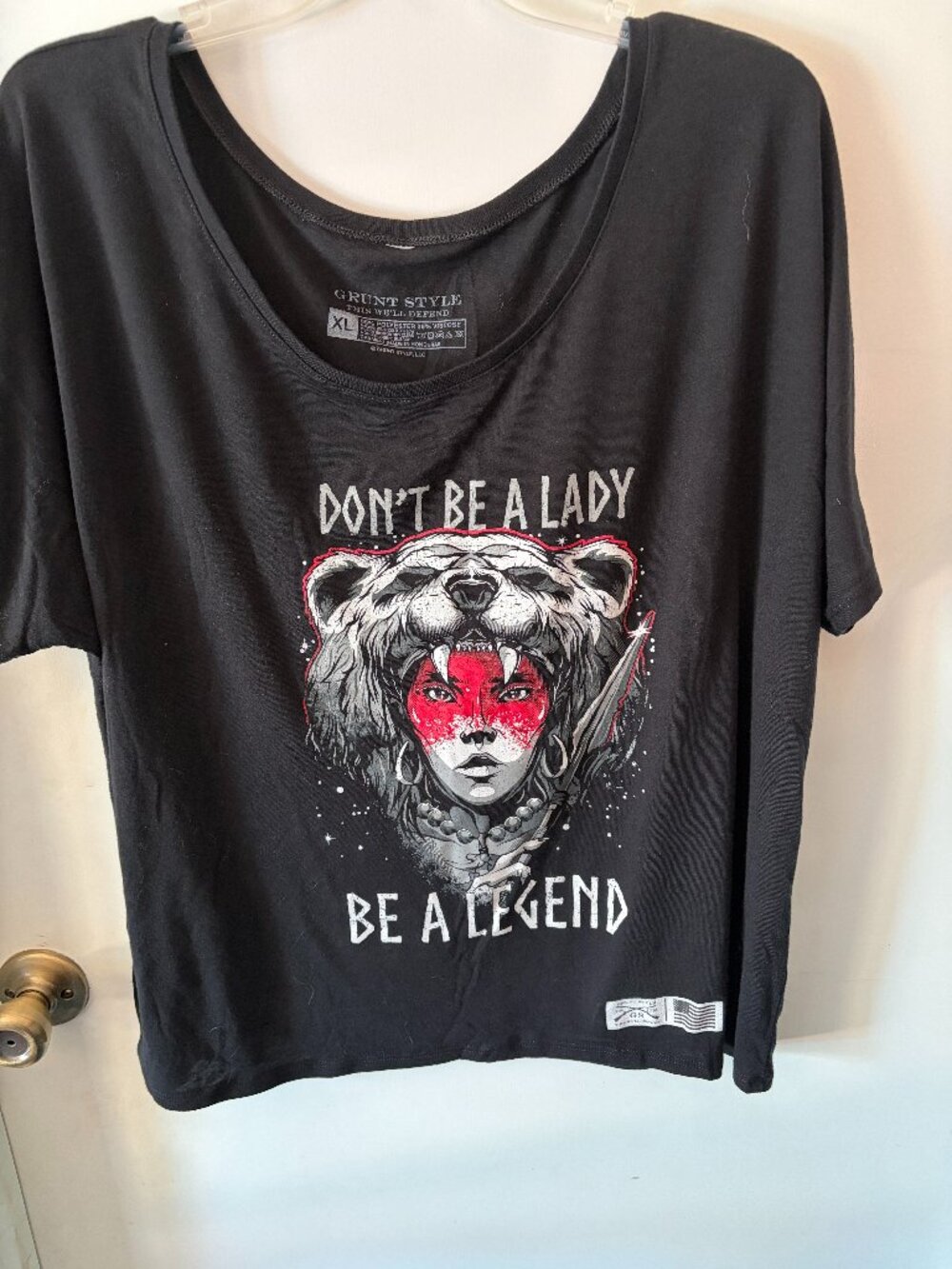 Grunt Style WOMEN'S "Don't Be A Lady Be A Legend"  SLOUCHY T-SHIRT - BLACK  XL